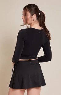 PAC 1980 WHISPER Active Black Leila Wrap Mini Skort
