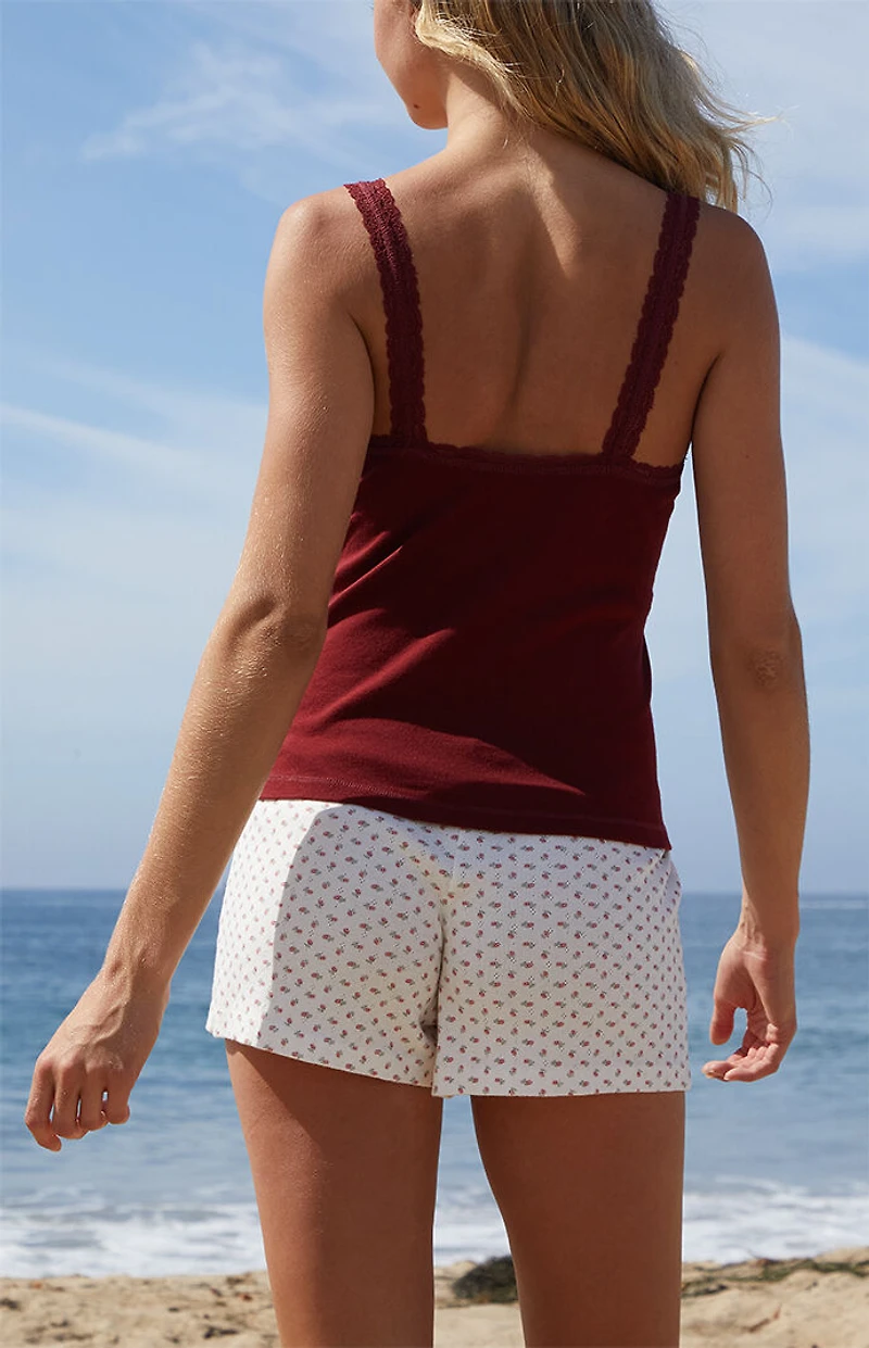 John Galt Burgundy Honor Lace Tank Top