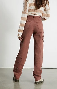 Pacsun Eco Brown Flower Patch Boyfriend Jeans