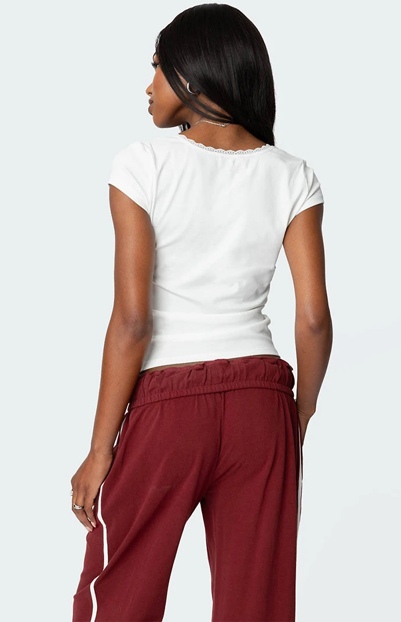 Edikted Priscilla Lace Trim T-Shirt