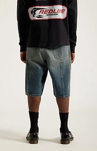 Pacsun Austin Extreme Baggy Denim Shorts Dark Blue Tint