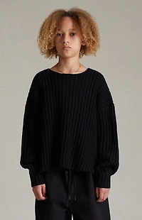Fear of God ESSENTIALS Kids Jet Black Raw Neck Sweater