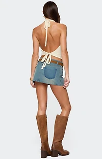 Edikted Bowiee Denim Mini Skirt