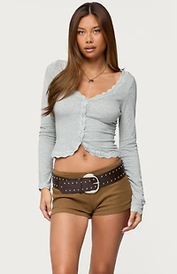 Edikted Gayle Lacey V Neck Long Sleeve Top