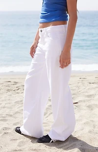 John Galt White Low Rise Straight Leg Jeans