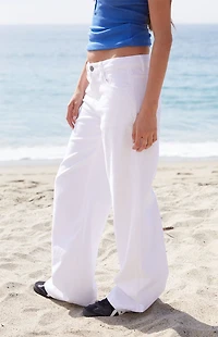 John Galt White Low Rise Straight Leg Jeans