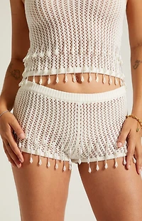 Beverly and Beck Alana Pearl Crochet Sweater Shorts