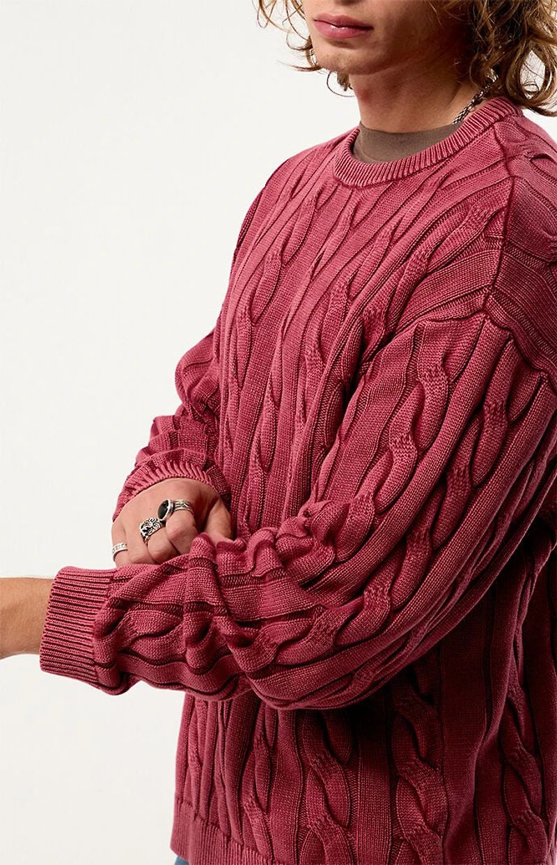 Pacsun Red Grandeur Cable Knit Sweater