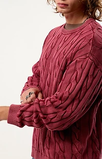 Pacsun Red Grandeur Cable Knit Sweater