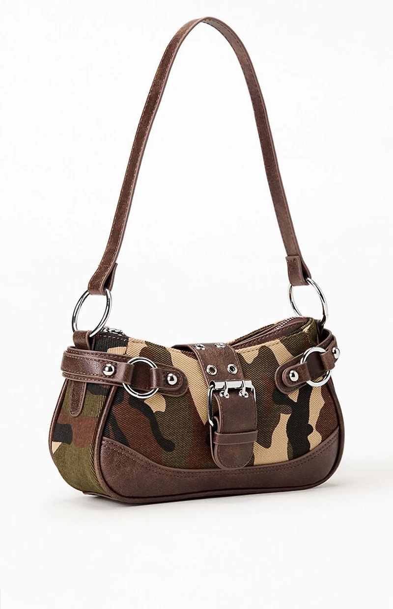 Pacsun Camo Faux Leather Front Buckle Shoulder Bag