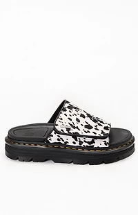 Dr Martens Women's Zebzag Dalmatian Hair On Leather Strap Platform Sandals
