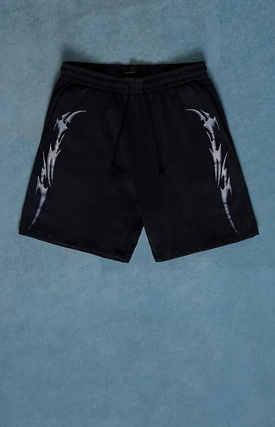 Pacsun Black Graphic Fleece Volley Sweat Shorts