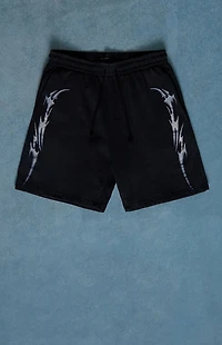Pacsun Black Graphic Fleece Volley Sweat Shorts