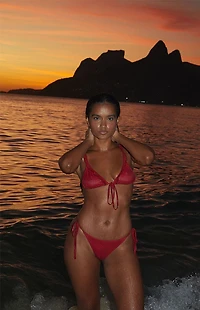 Pacsun Polka Dot Leora Ruffle Triangle Bikini Top