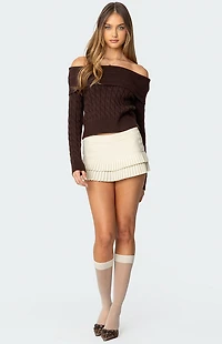 Edikted Glenn Fold Over Cable Knit Sweater