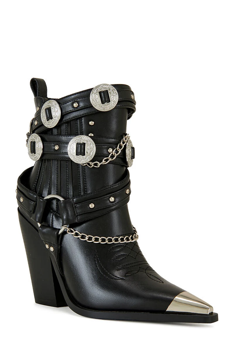 AZALEA WANG Women's Riggins Black Western Booties