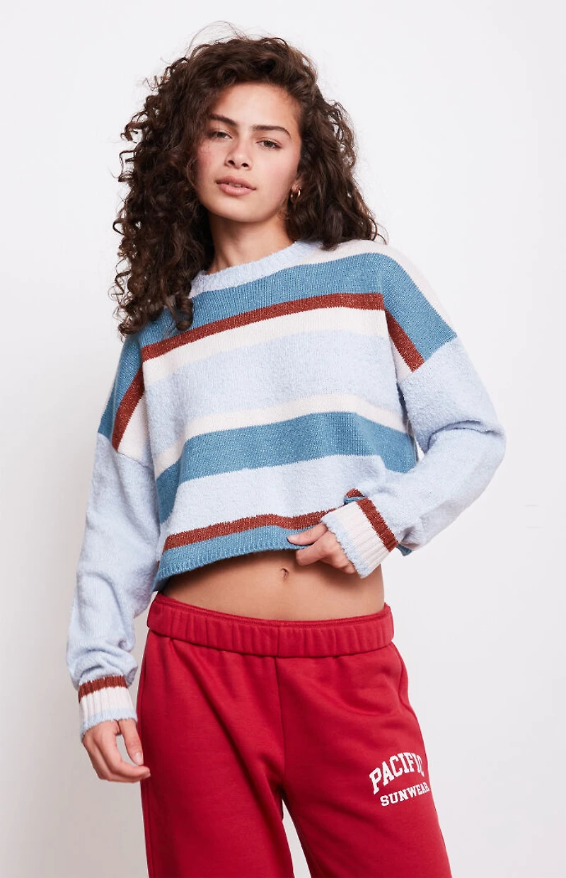 LA Hearts Marissa Striped Cozy Crew Neck Sweater