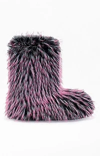 AZALEA WANG Women's Lenix Pink Faux Fur Booties