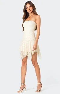 Edikted Sandia Asymmetric Lace Mini Dress