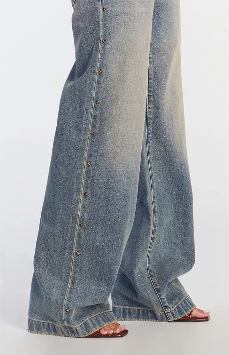 Pacsun Casey Low Rise Baggy Jeans Star Stud