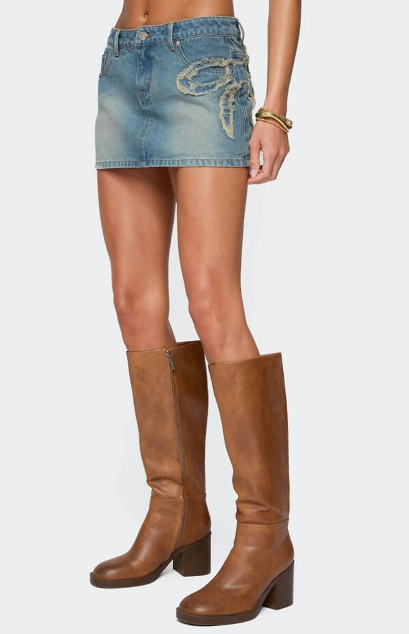Edikted Bowiee Denim Mini Skirt