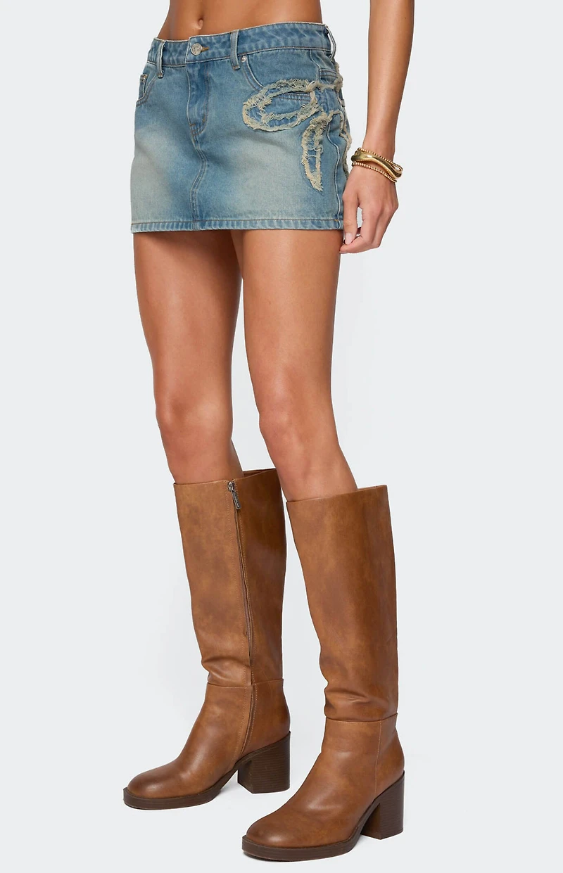 Edikted Bowiee Denim Mini Skirt
