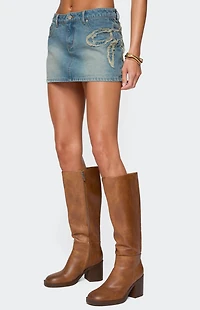 Edikted Bowiee Denim Mini Skirt