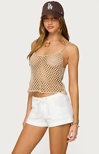 Edikted Florenza Open Crochet Tank Top