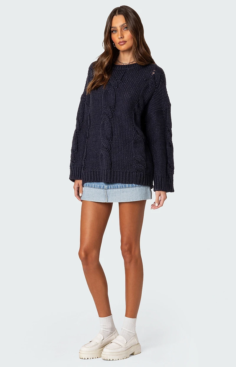Edikted Alene Oversized Cable Knit Sweater