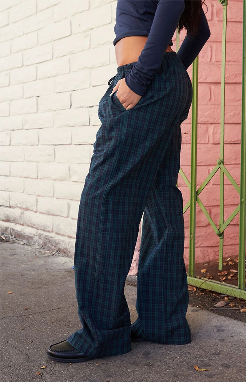 John Galt Green Plaid Anastasia Baggy Pants