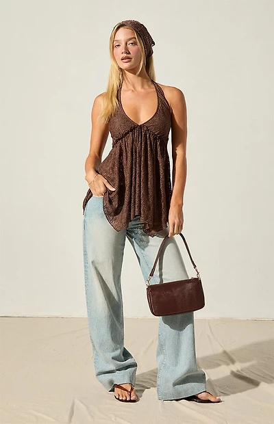 Beverly and Beck Ivy Lace Halter Tunic Top