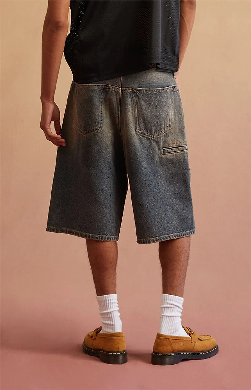 RARE DNM EDIT Dark Blue Tinted Clip Baggy Denim Shorts