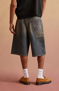 RARE DNM EDIT Dark Blue Tinted Clip Baggy Denim Shorts