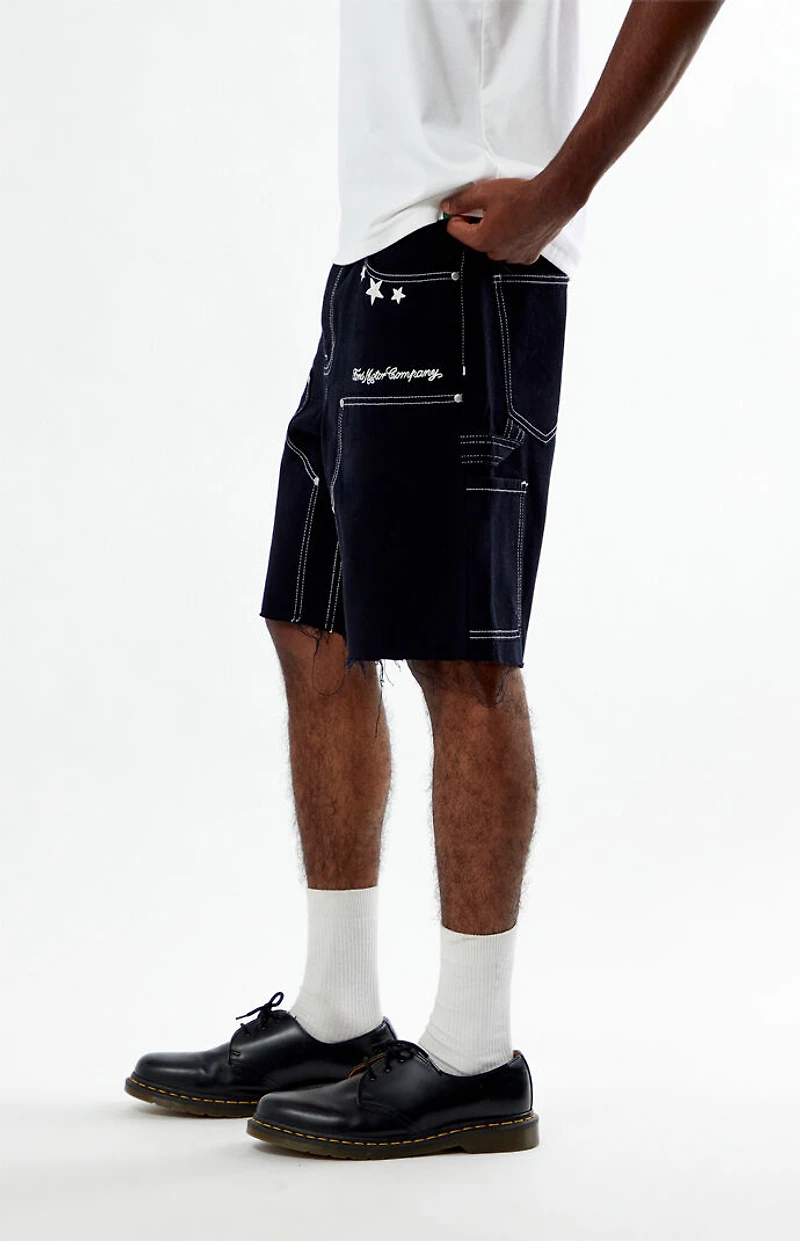 FORD Star Knee Panels Baggy Denim Shorts