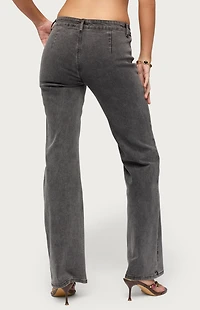 Edikted Grommet Mid Rise Straight Leg Jeans