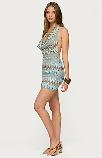 Edikted Ziggy Striped Backless Knit Mini Dress