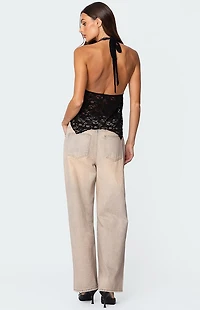 Edikted Esme Sheer Lace Halter Top