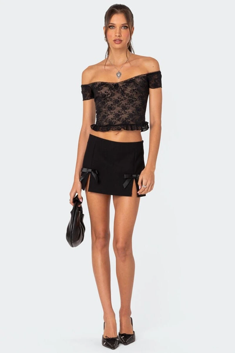 Edikted Addie Off Shoulder Lace Top