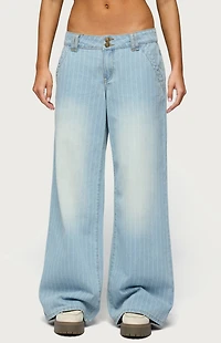 Edikted Cory Striped Low Rise Baggy Jeans