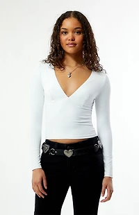 Your Favorite Gianna Plunge V-Neck Long Sleeve Top