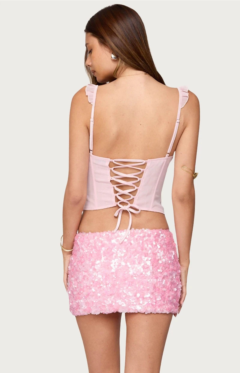 Edikted Wynne Chiffon Ruffle Corset