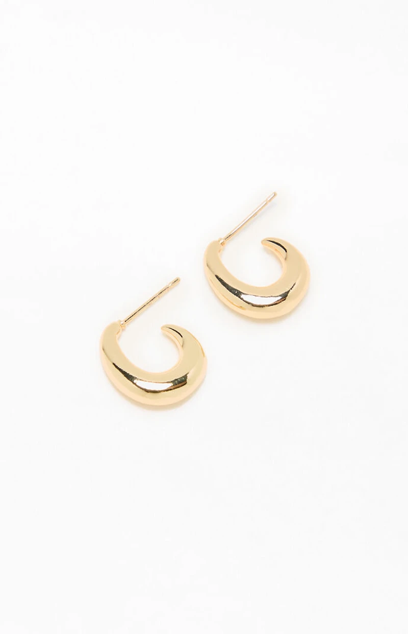 LA Hearts 14K Gold Plated Curved Hoop Earrings