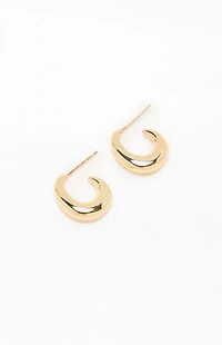 LA Hearts 14K Gold Plated Curved Hoop Earrings