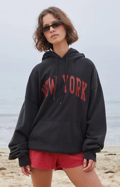 John Galt Black Christy New York Oversized Hoodie