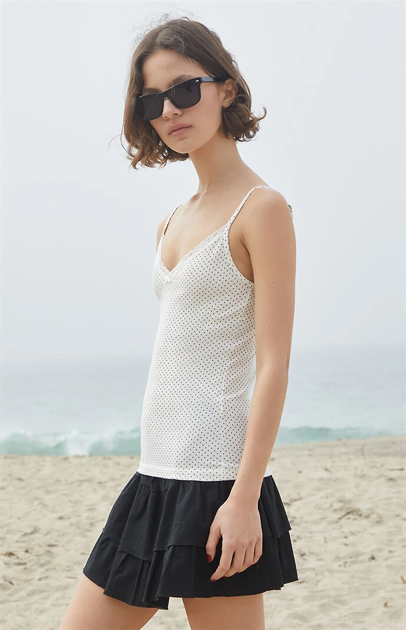 John Galt White & Black Polka Dot Nicolette Tank Top