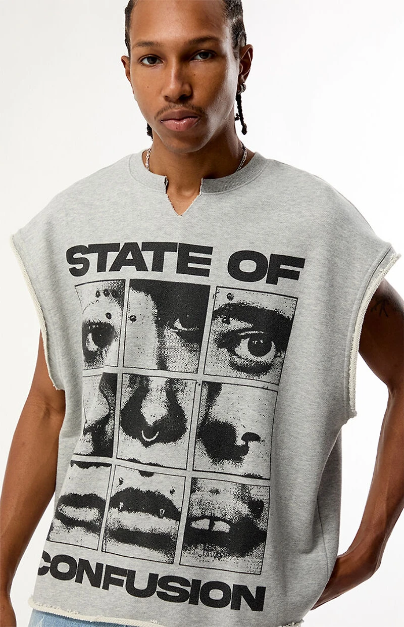 Pacsun State of Confusion Cut-Off Muscle Sweatshirt