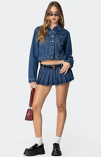 Edikted Zenia Denim Pleated Mini Skort