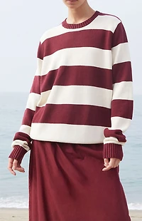 John Galt Martha Burgundy Striped Sweater