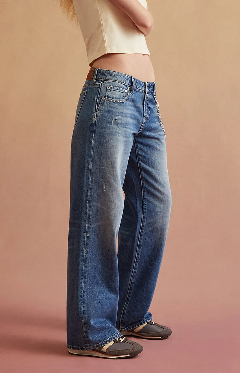 RARE DNM EDIT Medium Blue Low Rise Girlfriend Jeans