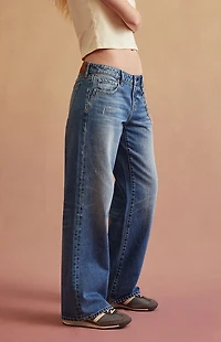 RARE DNM EDIT Medium Blue Low Rise Girlfriend Jeans